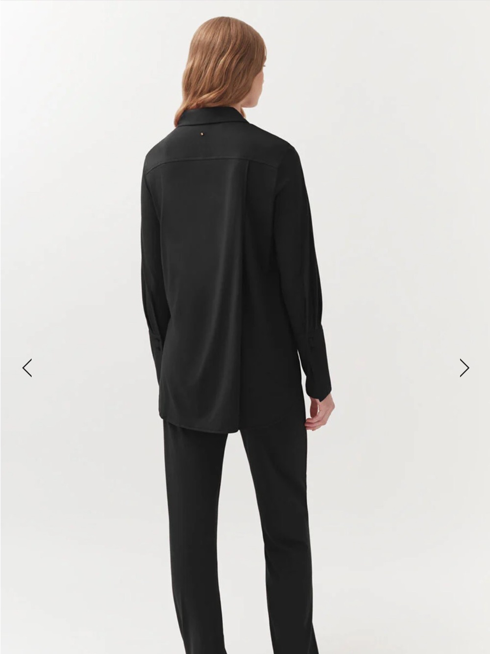 Cuyana Organic Pima Black Collared Button-Front Shirt - Picture 3 of 11